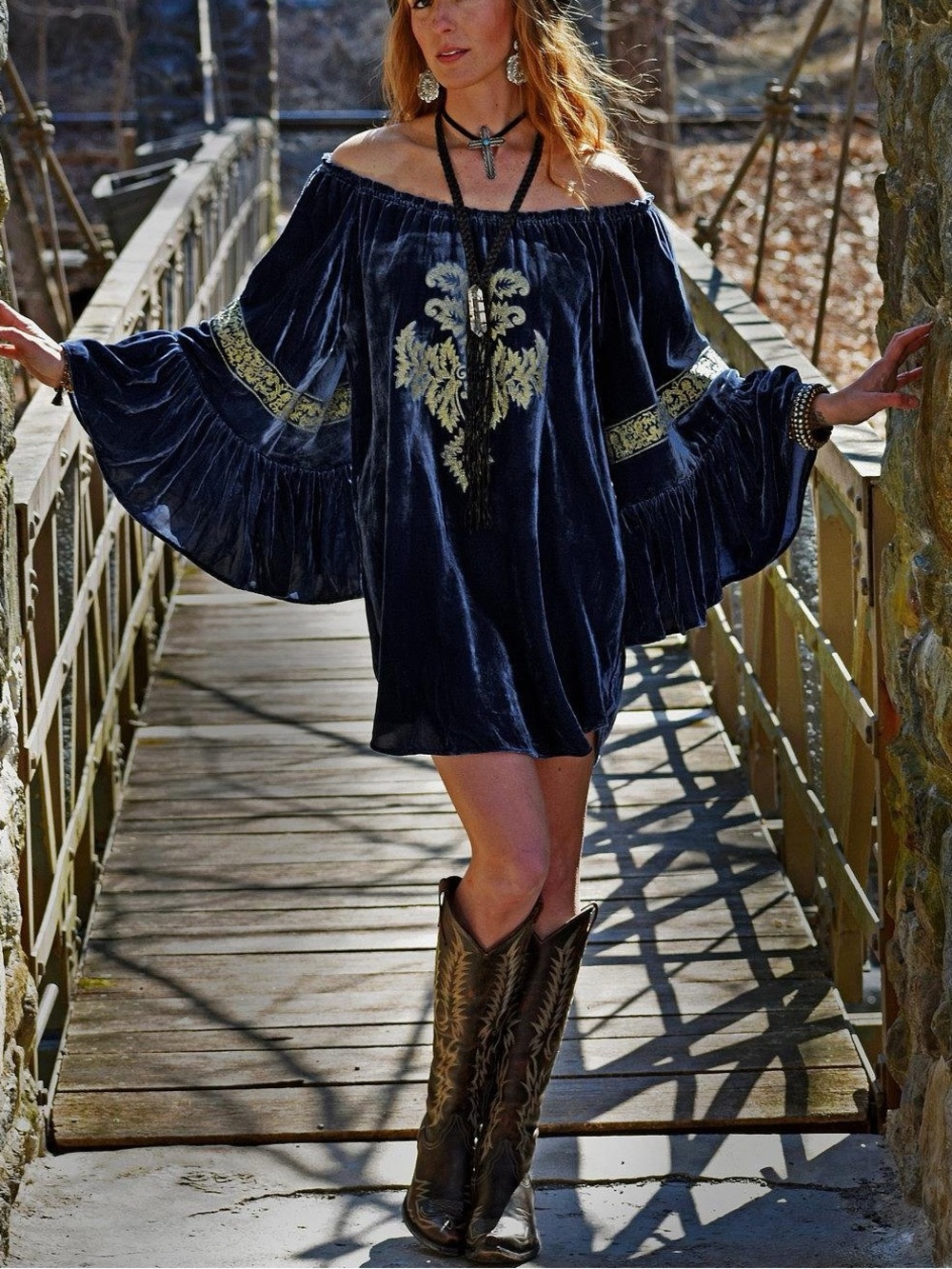 TASHA POLIZZI VELVET BOHEMIAN DRESS